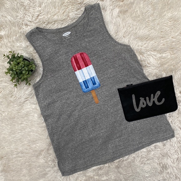 Old Navy Tops - 🎉2X HP🎉 Old Navy Patriotic Graphic Tank 💗 Gray Red White & Blue